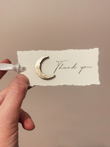 Wedding tag with moon and words 'thank you'