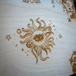 Load image into Gallery viewer, Handmade wooden trinket box etched with all seeing eye.
