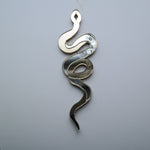 Load image into Gallery viewer, Snake shaped mirror christmas tree ornament with etched flowers
