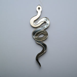 Snake shaped mirror christmas tree ornament with etched flowers