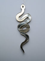 Load image into Gallery viewer, Snake shaped mirror ornament with etched flowers
