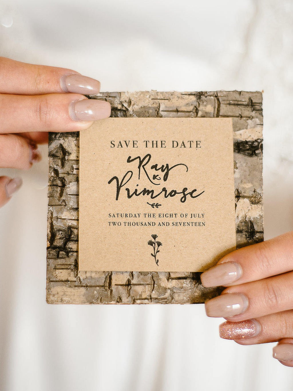 rustic save the date card