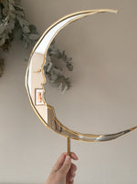 Load image into Gallery viewer, Giant crescent moon shaped christmas tree topper with mirror
