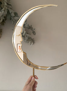 Giant crescent moon shaped christmas tree topper with mirror