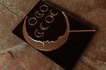 Load image into Gallery viewer, handmade gold moon phase cake charms &amp; mirrored crescent moon shaped cake topper in gift box.
