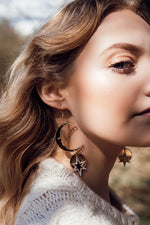 Load image into Gallery viewer, Crescent moon &amp; star shaped earrings
