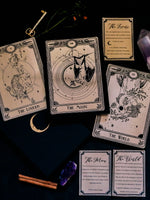 Load image into Gallery viewer, three decorative gold tarot cards 
