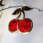 Load image into Gallery viewer, Red &amp; gold cherry shaped hanging ornament
