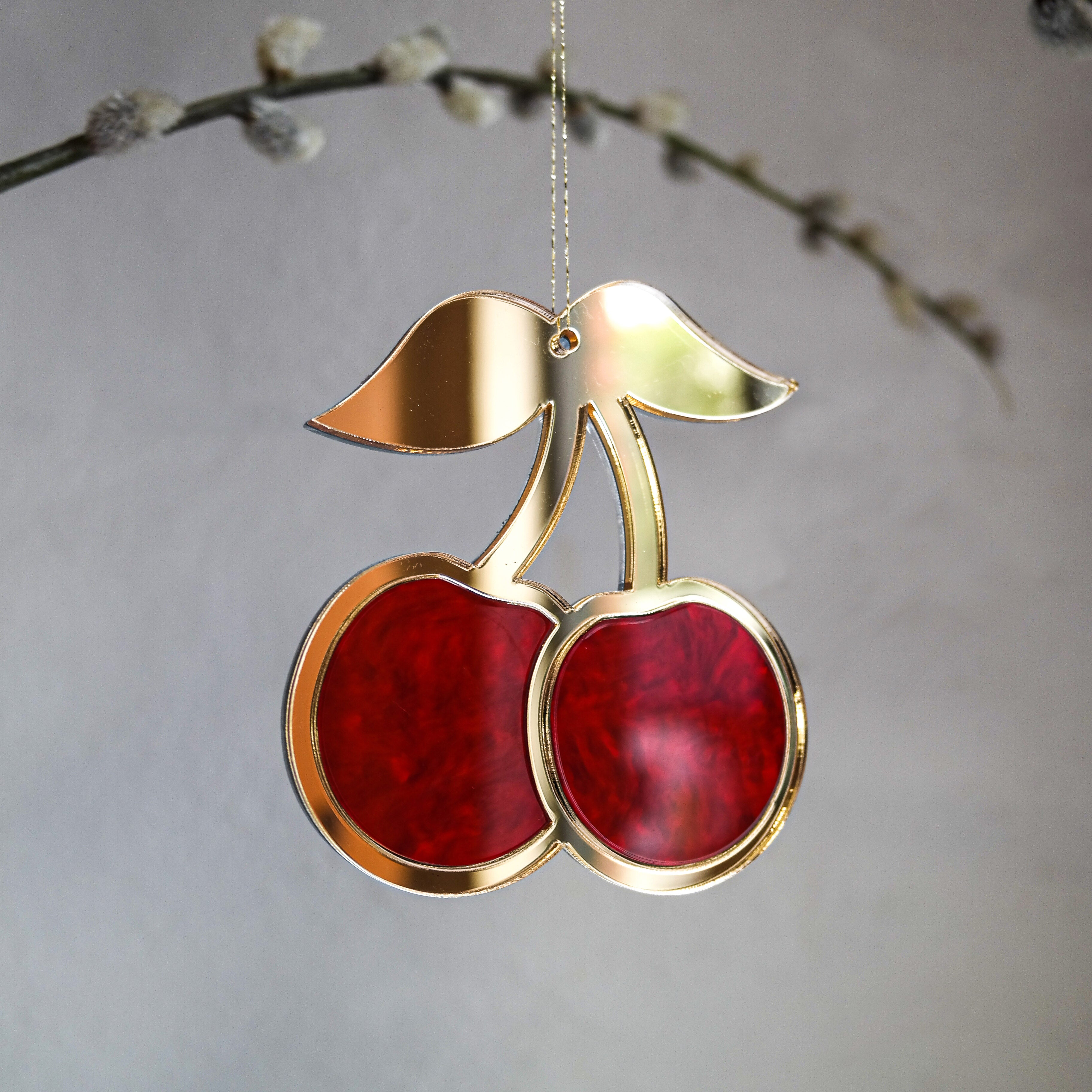 Red & gold cherry shaped christmas decoration