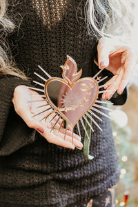 Sacred heart shaped mirrored christmas tree topper.