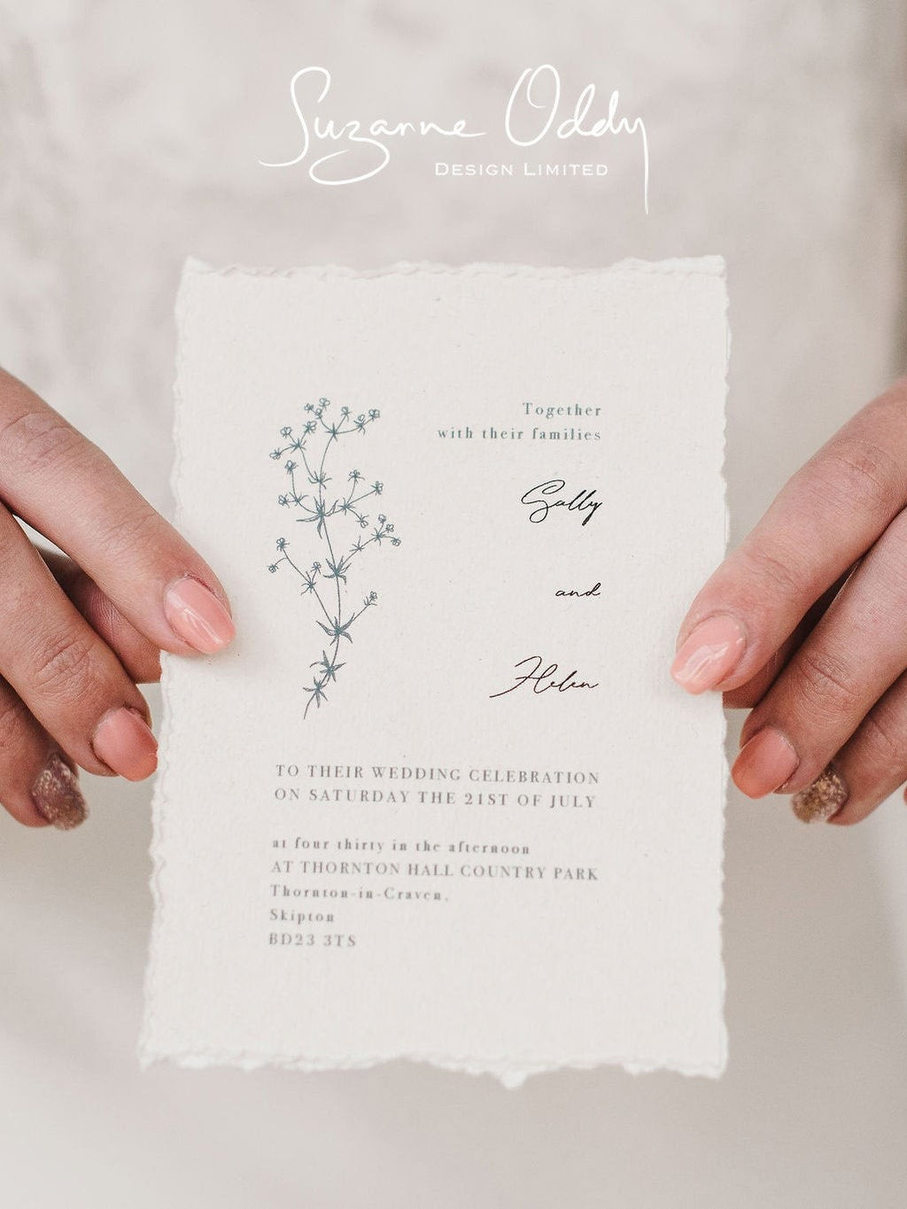 A floral grey wedding invite