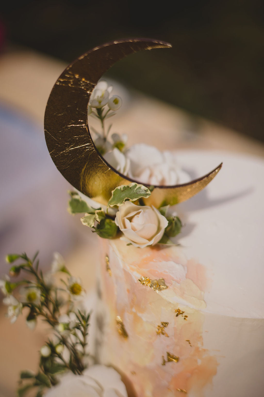 Crescent moon cake topper