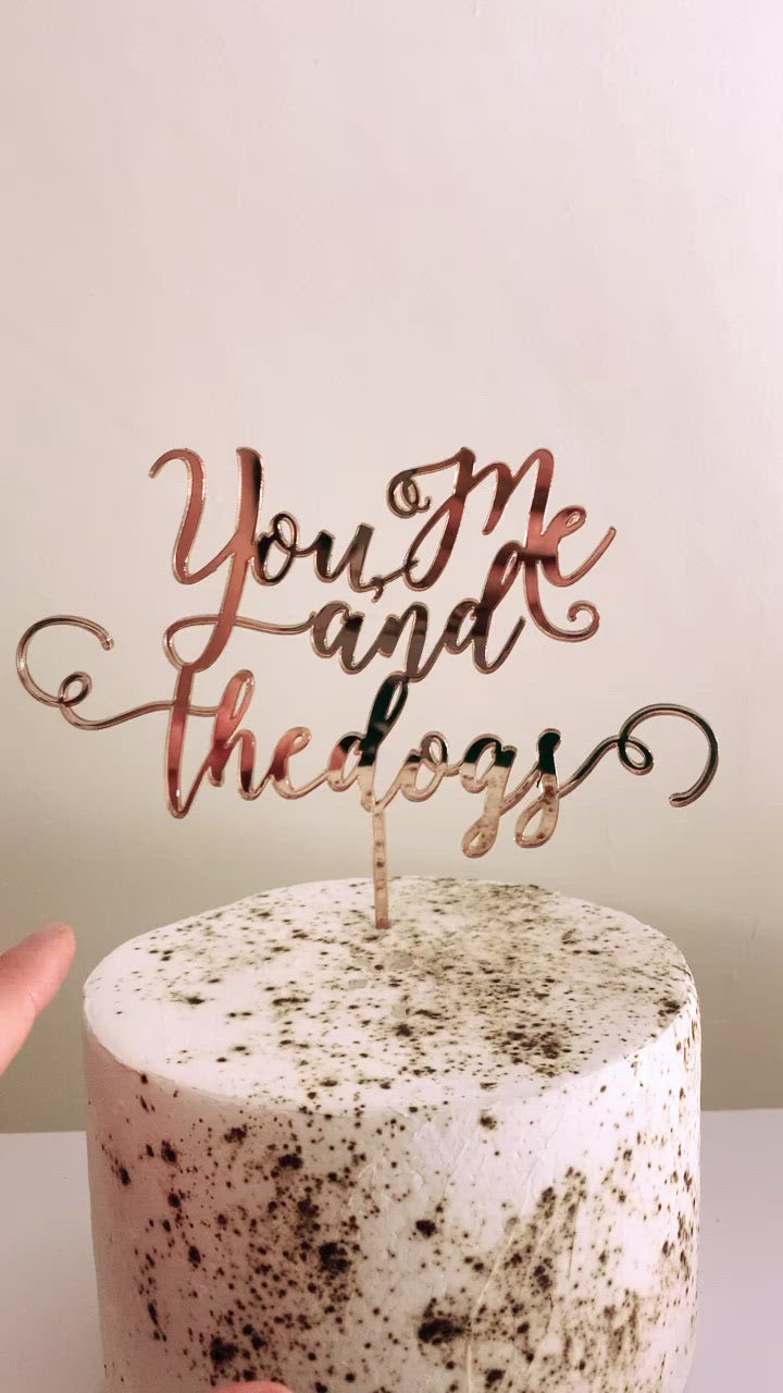 You me and the dog(s) wedding cake topper