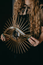 Load image into Gallery viewer, hands holding All seeing eye shaped mirror.
