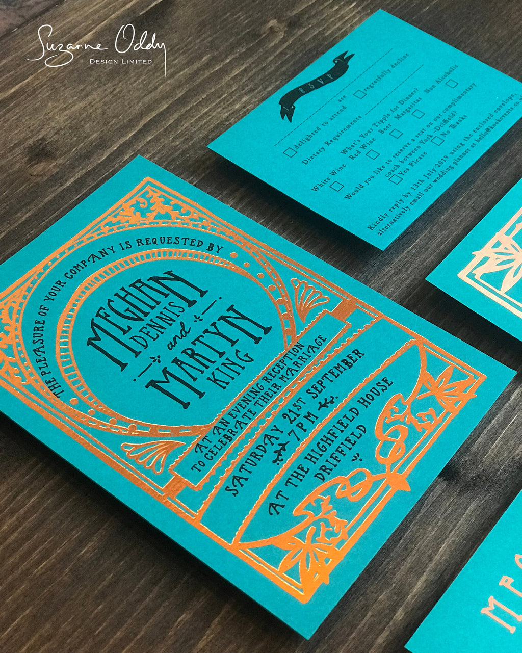 Blue & gold wedding stationary collection