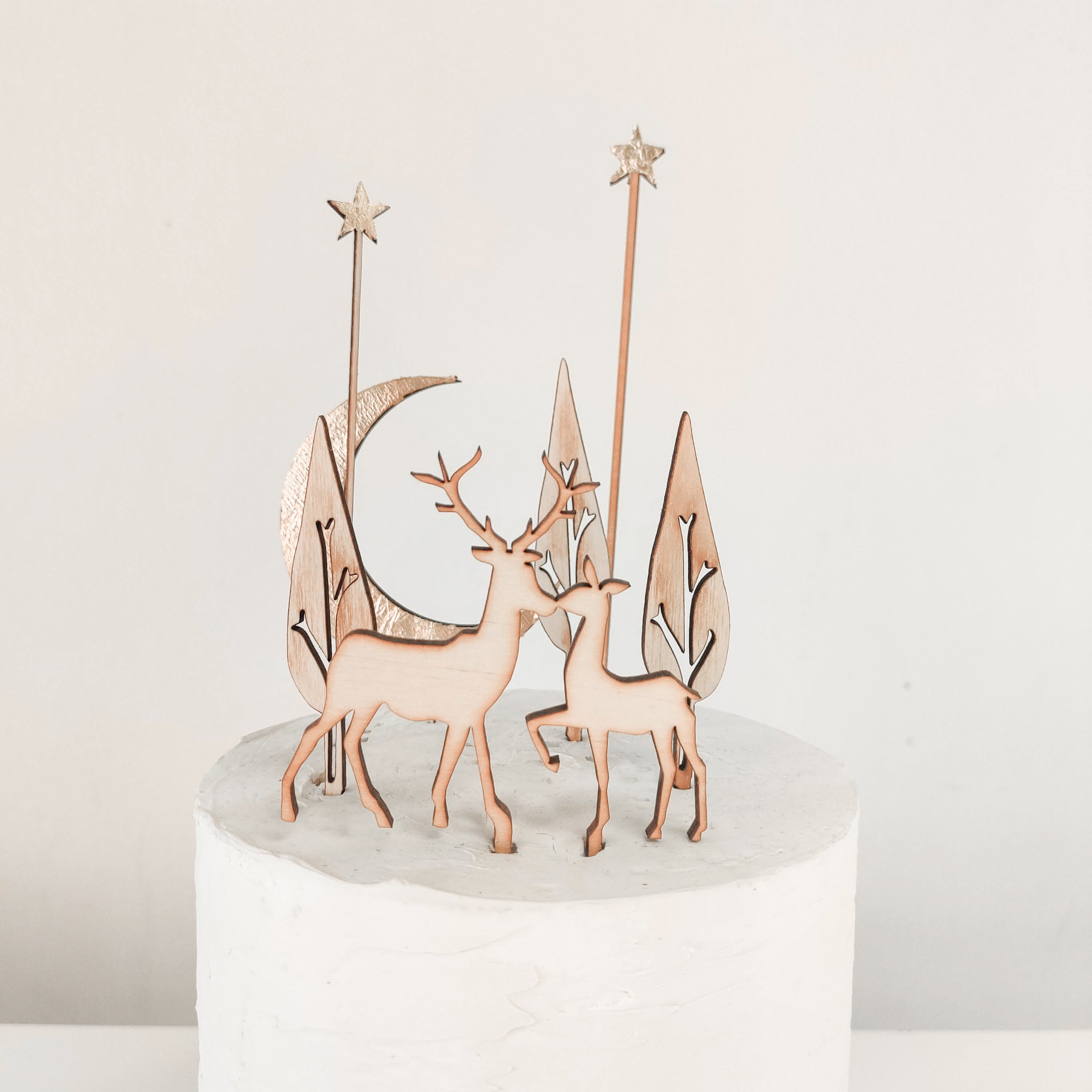 Deer and stag Christmas cake topper