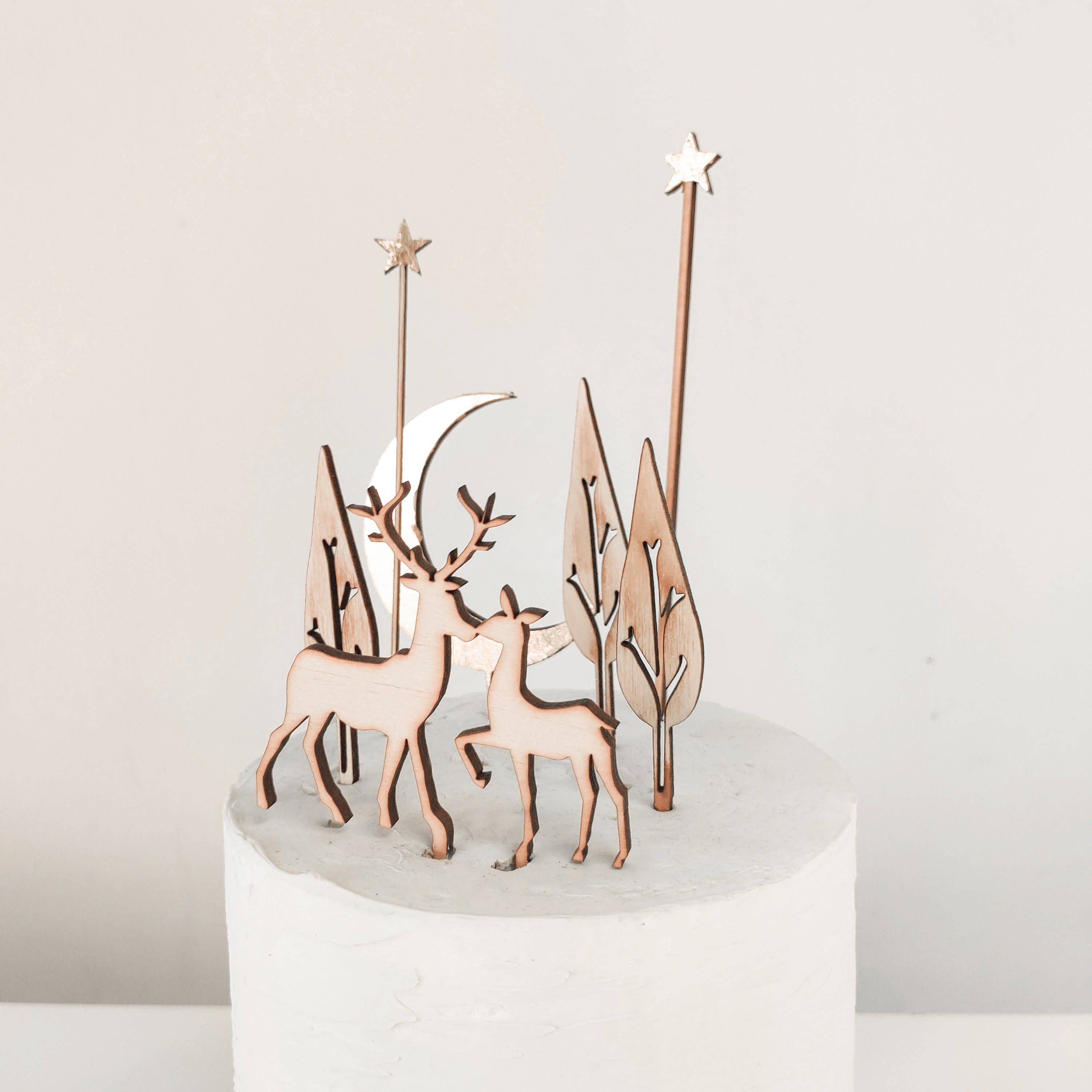 Deer and stag Christmas cake topper