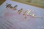 Load image into Gallery viewer, Blush pink seating plan with gold names
