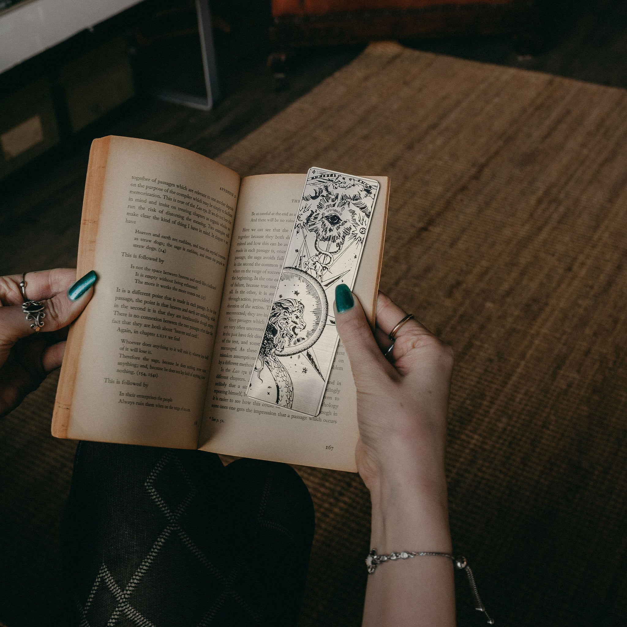 Mystical Eye and Lion Bookmark inside book