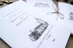 Load image into Gallery viewer, Illustrated order of service booklet for weddings with church and personalisation. 
