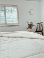 Load image into Gallery viewer, Handmade silver and gold crescent moon shaped mirror
