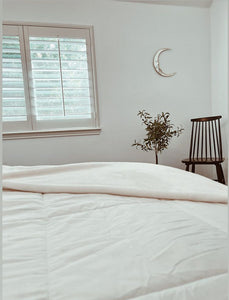 Handmade silver and gold crescent moon shaped mirror