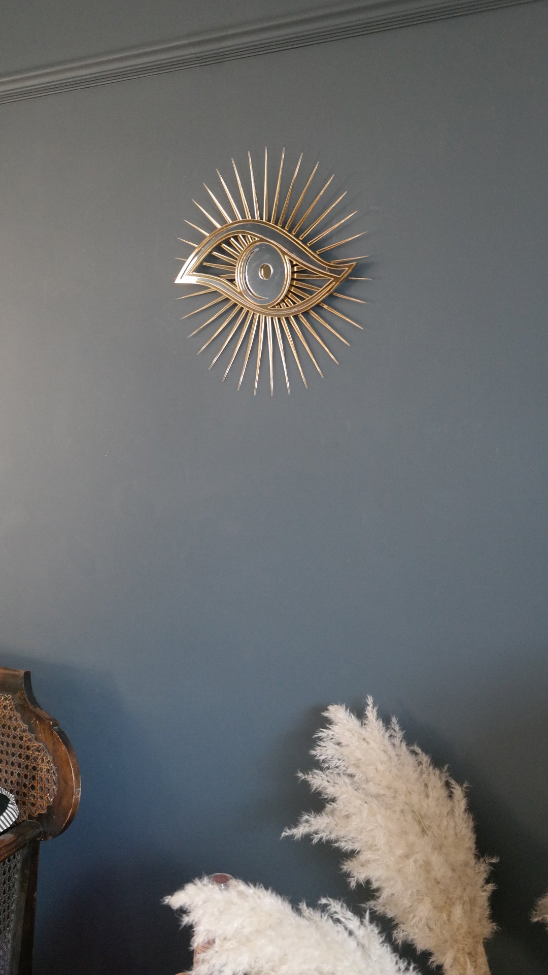 Gold & silver All seeing eye shaped mirror.