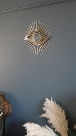 Load image into Gallery viewer, Gold &amp; silver All seeing eye shaped mirror.
