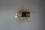 Load image into Gallery viewer, All seeing eye shaped mirror with gold and silver.
