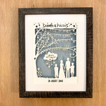 Load image into Gallery viewer, A personalised family papercut gift in dark frame
