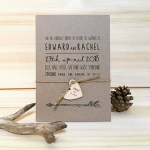Brown woodland theme wedding invitation