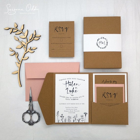 Floral inspired rustic wedding stationary collection with floral design