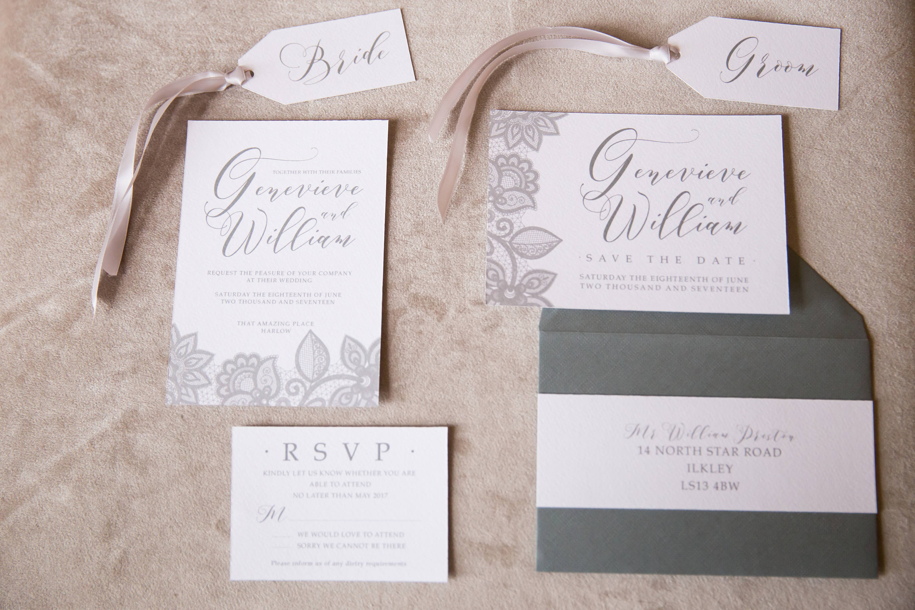 Save the date, grey sace the date, save the date card, lace save the date, dove grey wedding, grey wedding, classic wedding, white and grey