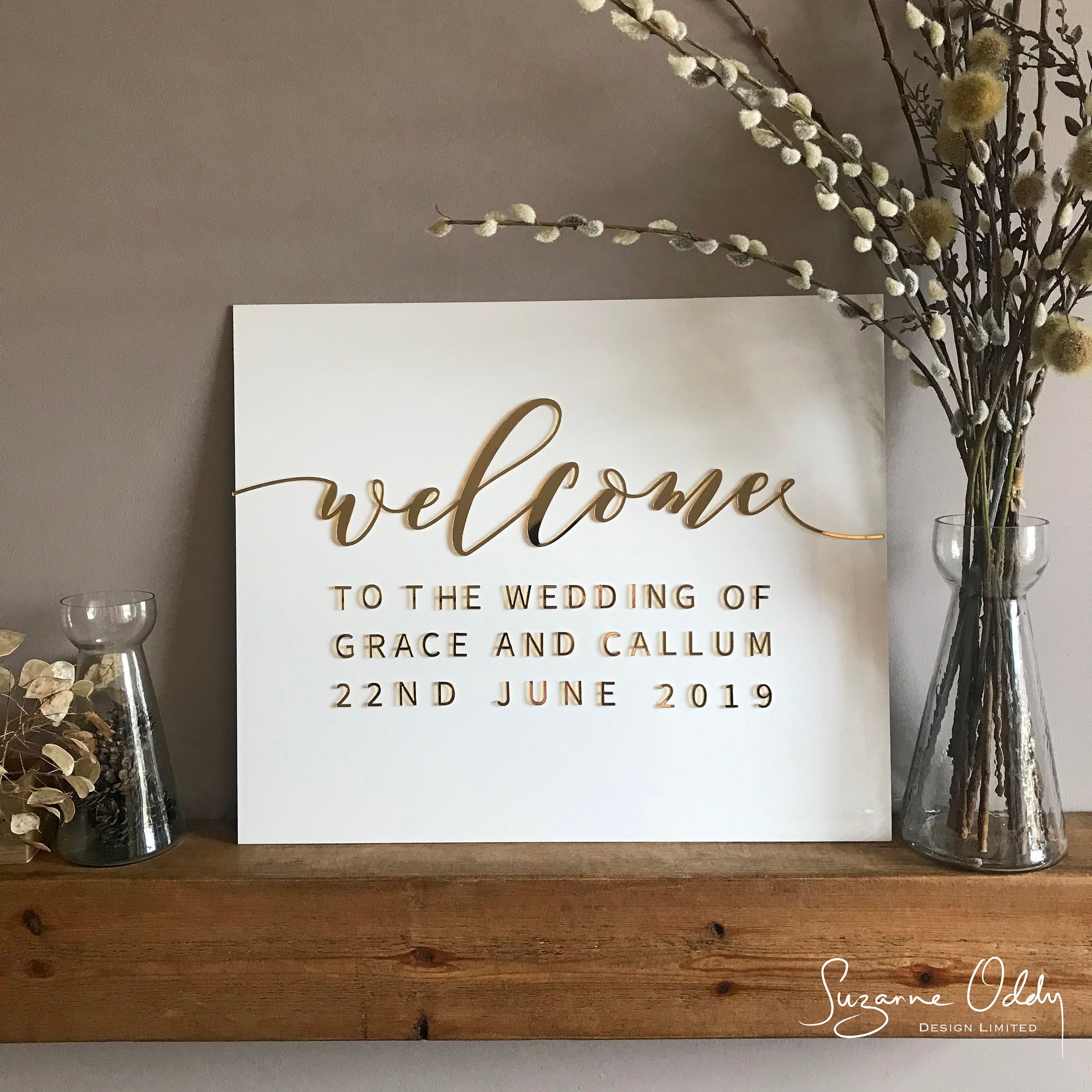 Personalised acrylic 'Welcome to the Wedding' of sign