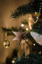 Load image into Gallery viewer, star shaped mirror christmas ornament hanging from tree
