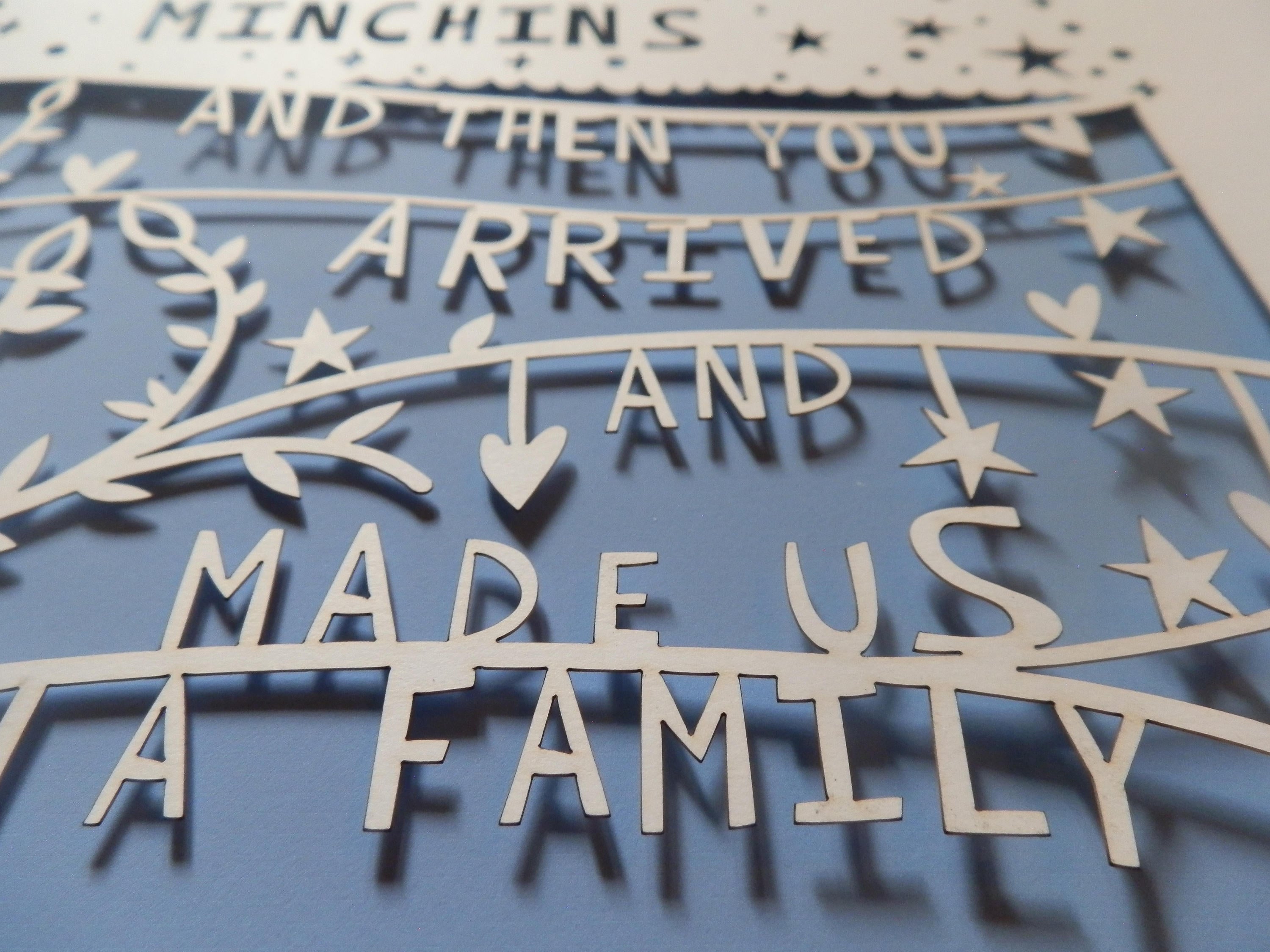 Papercut white and blue new family personalised baby gift