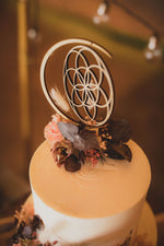 Load image into Gallery viewer, Sacred Geometry wooden cake topper.

