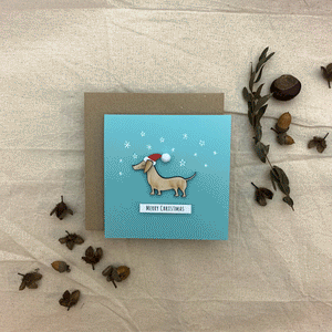 Sausage Dog Christmas Ornament Card