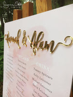 Load image into Gallery viewer, Blush pink seating plan with gold names in acrylic 
