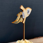 Load image into Gallery viewer, wooden rocket shaped cake topper with acrylic flames. 
