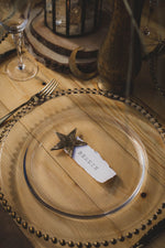 Load image into Gallery viewer, a table place name with gold star accent
