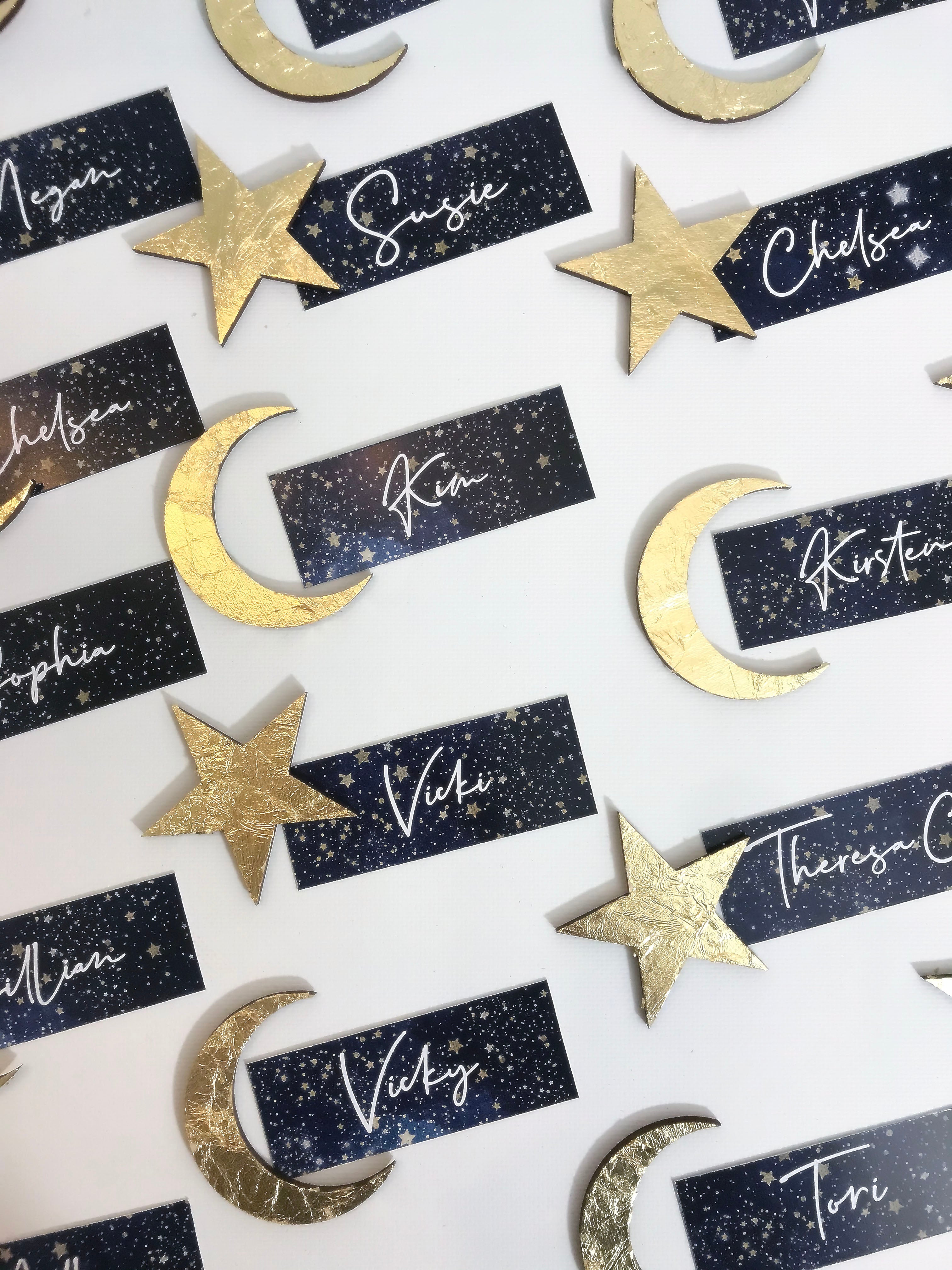 Bristol Collection celestial place names with gold or silver leaf favours