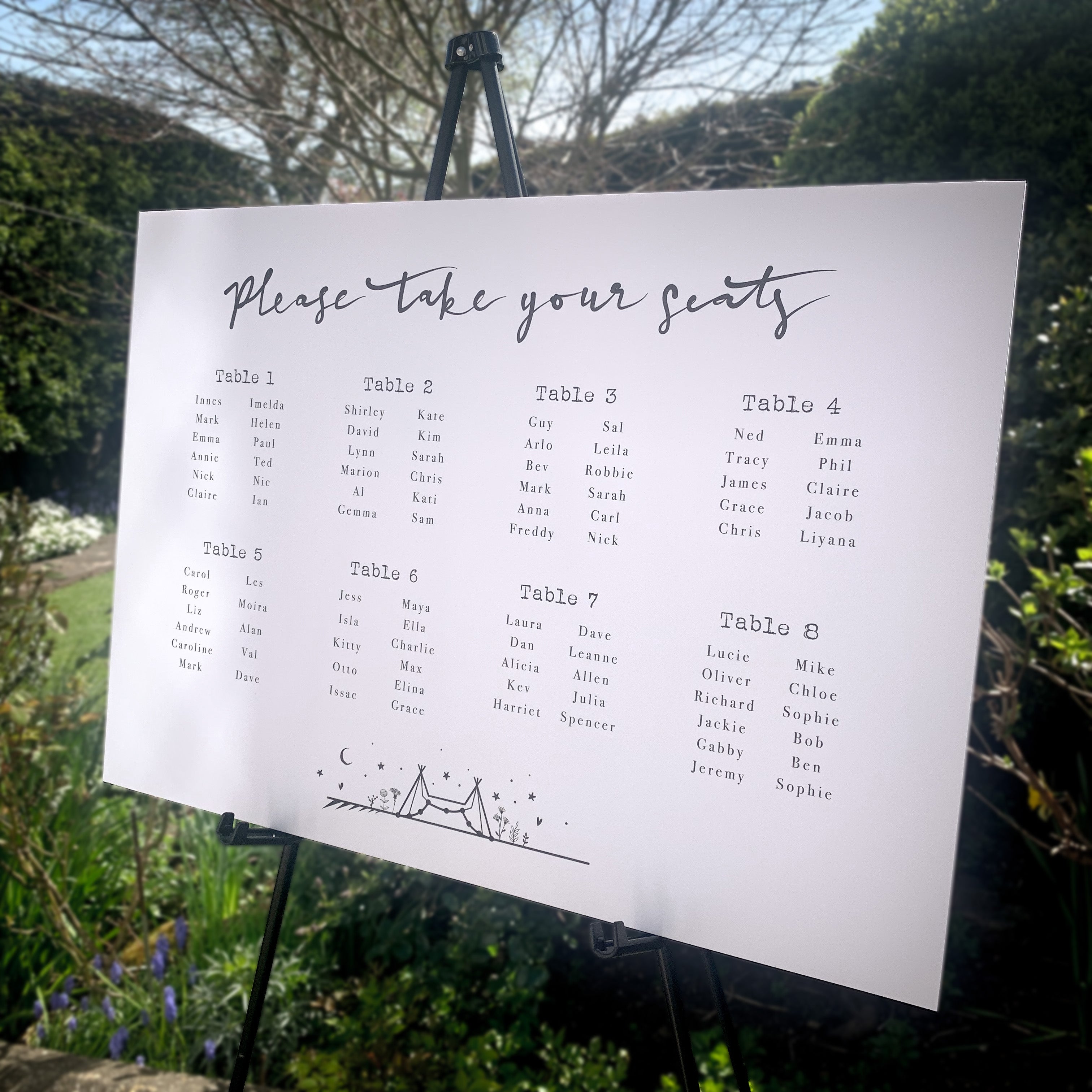 Hebden Bridge Collection Wedding Seating Plan