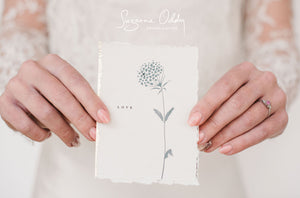 Grey love and floral themed wedding invite