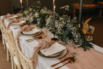 Load image into Gallery viewer, Crescent moon shaped table number with etched wording and celestial designs on wedding table.
