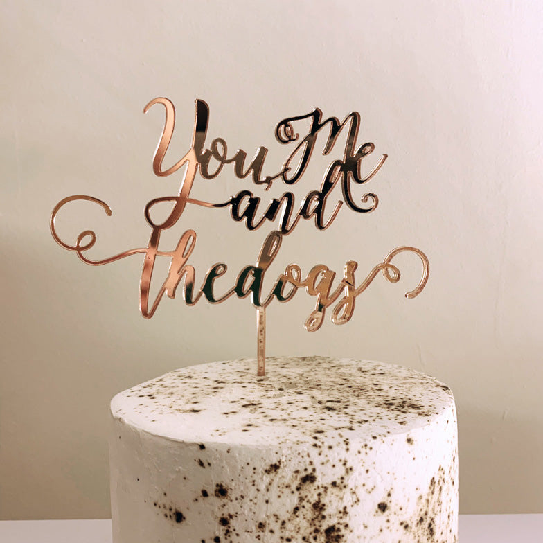 You me and the dog(s) wedding cake topper